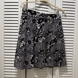 Club Monaco Black and Gray Floral A-Line Skirt